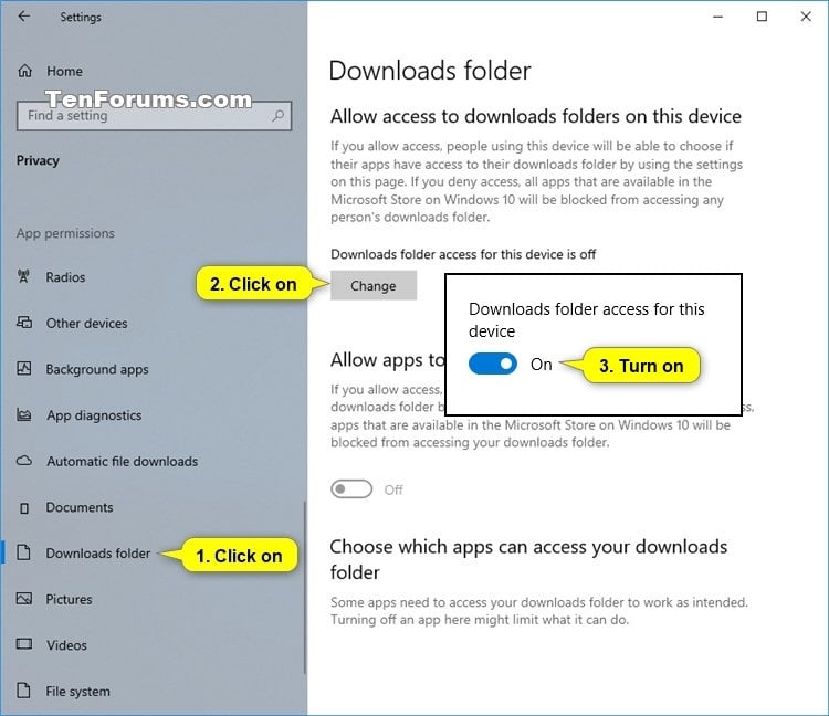 How to Allow or Deny Apps Access to Downloads Folder in Windows 10 |  Tutorials