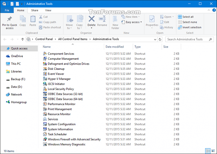 Open Administrative Tools in Windows 10 | Tutorials
