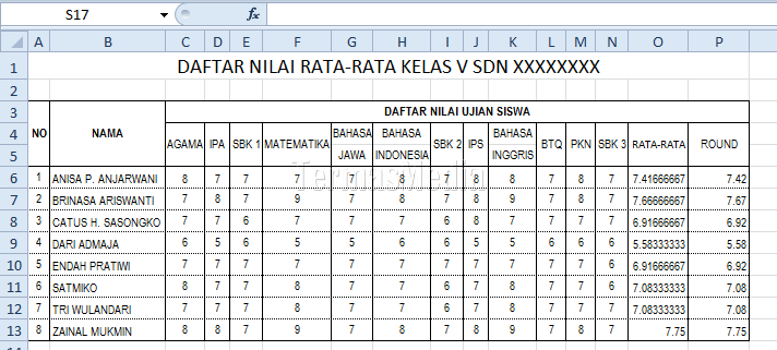 Menggunakan Fungsi ROUND() Di Excel