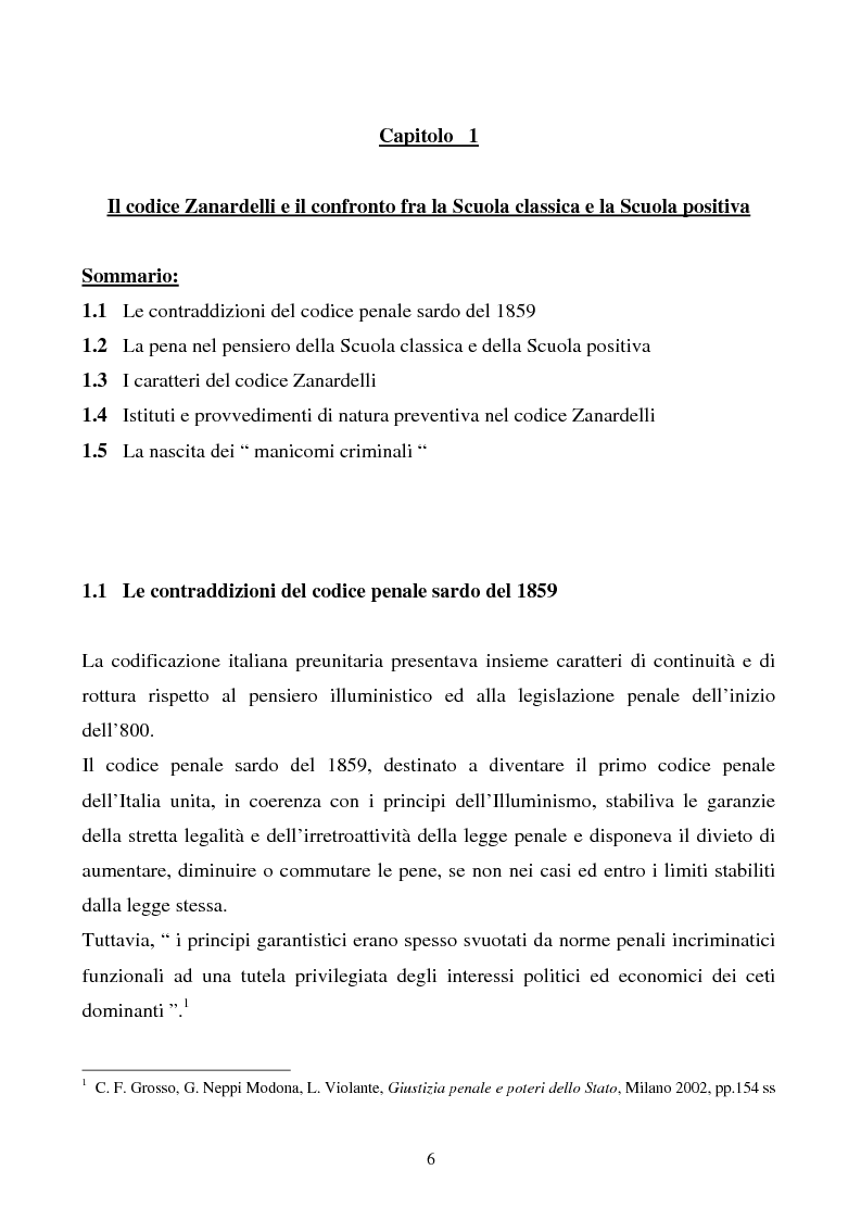 Misure Di Sicurezza E Doppio Binario: Dall'equivoco Storico Del Codice Liberale Al Sistema Del Codice Rocco. Il Paradigma Dei Manicomi ''Criminali''. - Tesi Di Laurea - Tesionline 1123_x_793_png