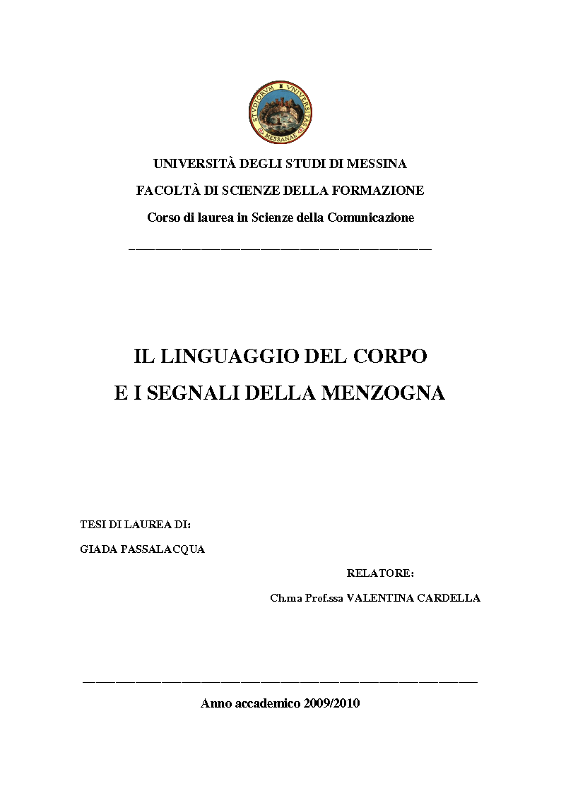 Il Linguaggio Del Corpo E I Segnali Della Menzogna - Preview - Pagina 1 Di 10 - Tesionline 1123_x_794_png