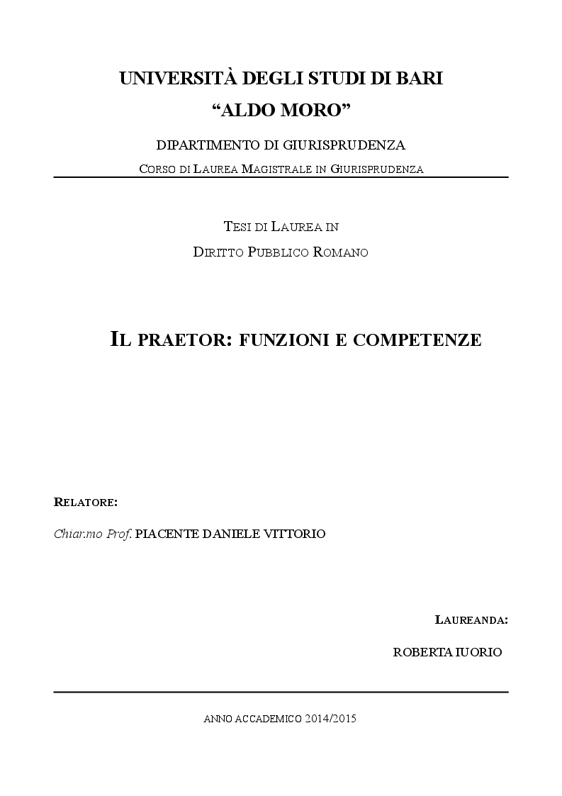 Il Praetor: Funzioni E Competenze - Preview - Pagina 1 Di 6 - Tesionline 1123_x_793_png
