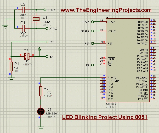 Microcontroller 8051 Based Mini Projects Circuit Diagram
