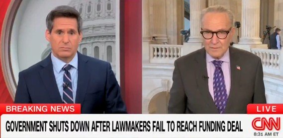 WATCH: Chuck Schumer Left HUMILIATED on CNN When Reporter Confronts Him With a Good Question About the Government Shutdown | The Gateway Pundit