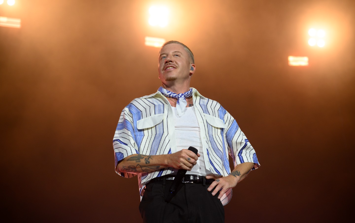 American rapper Macklemore performs live on stage during the Lollapalooza Paris Festival on July 19, 2025, in Paris, France.