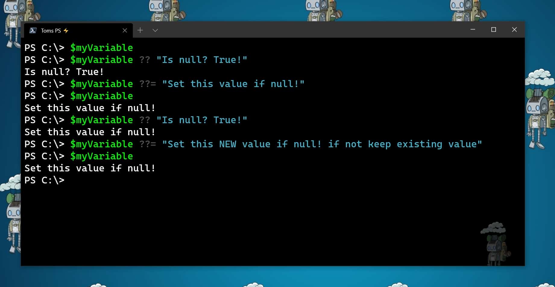 powershell null
