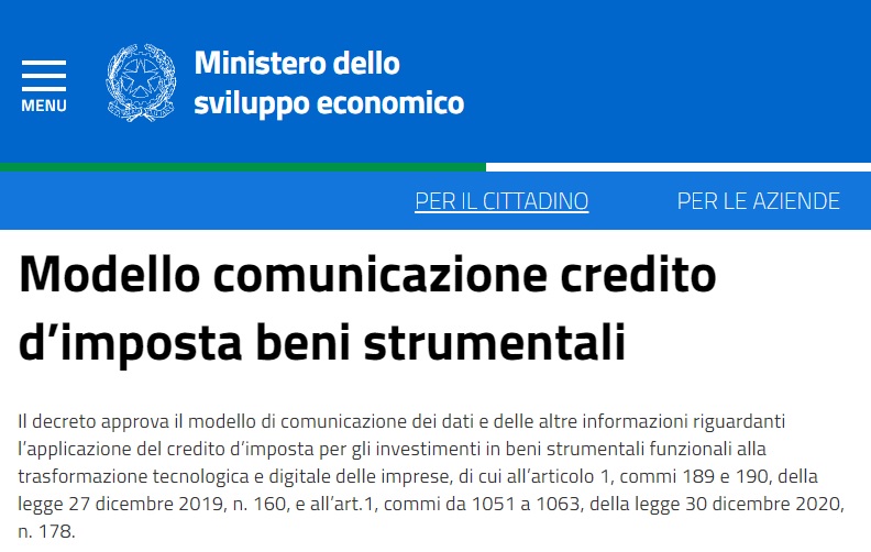 Pubblicato Il Modello Mise Per Comunicare Gli Investimenti 4.0 - Toolstudio 502_x_792_jpg