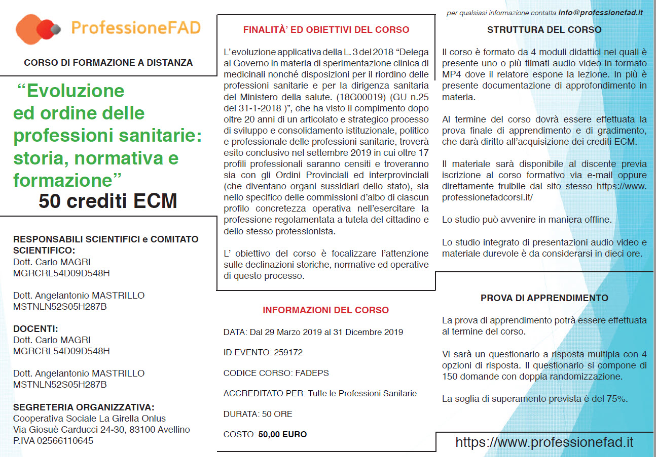 Corso Gratuito Per 50 Crediti Ecm “Evoluzione Ed Ordine Delle Professioni Sanitarie: Storia, Normativa E Formazione” – Tsrm Pstrp Varese