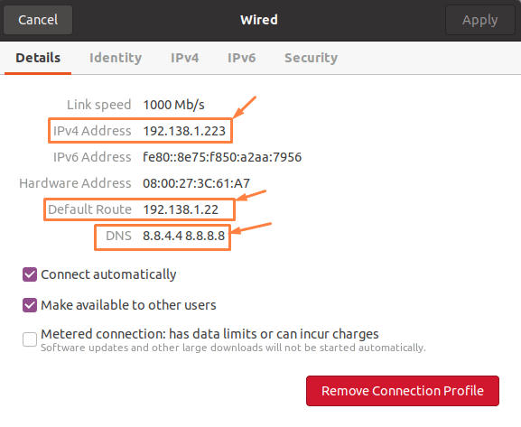 How To Change The Ip Address In Ubuntu 64 Graphical user interface description automatically generated with medium confidence