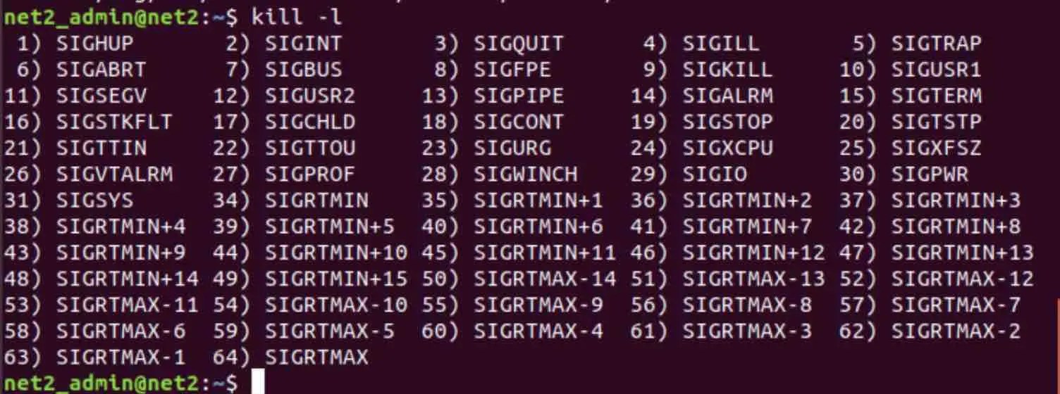 Linux Processes: A Beginner’s Guide To Understanding &Amp; Management 13 Kill -l command output - list of signals