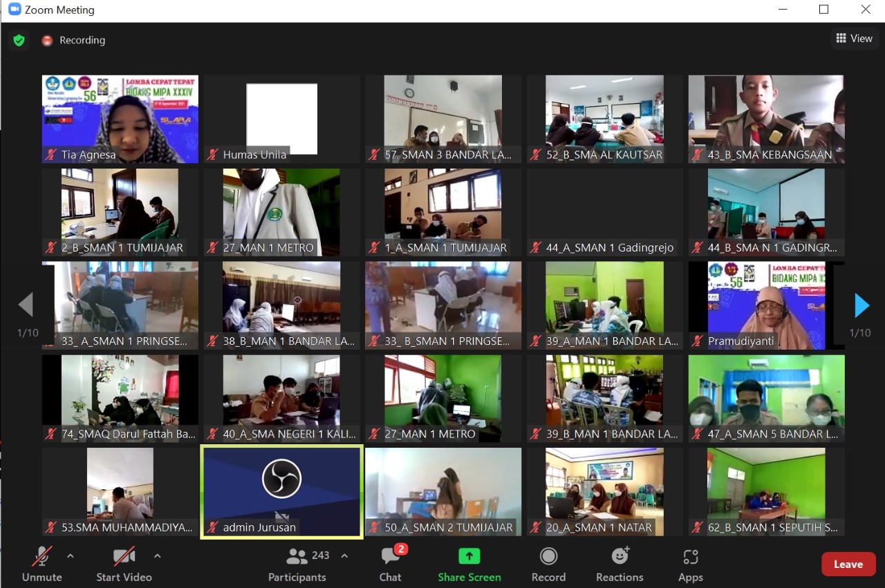 LCT XXXIV Bidang MIPA FKIP Semarakkan Dies Natalis Unila ke 56 -  Universitas Lampung