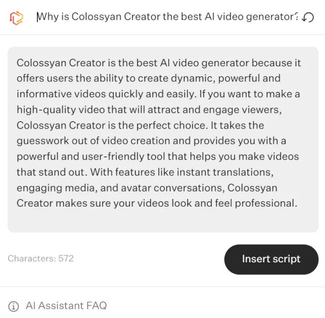 Generating AI text for my script using Colossyan AI.