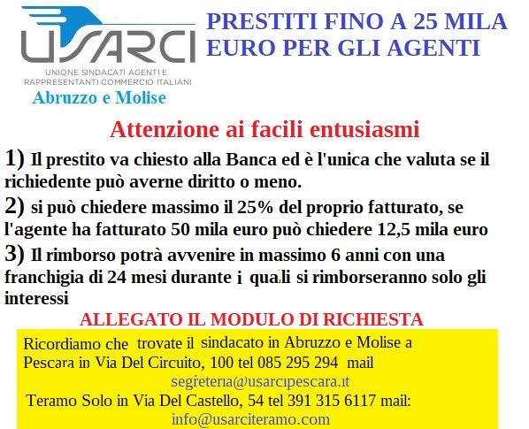 Prestiti Fino A 25.000 Euro Per Gli Agenti Di Commercio - Usarci Pescara 485_x_598_jpg