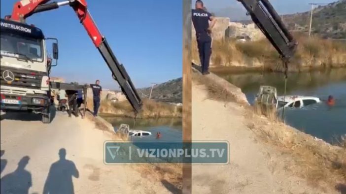 VIDEO/ Turisti i huaj humb kontrollin, makina përfundon në kanalin e Butrintit