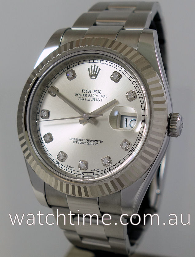 Rolex Datejust Ii 41mm Diamond Dial White Gold Bezel 116334 Watchtime Com Au