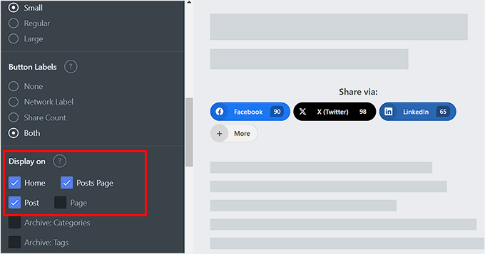 Choose where you want to display your social sharing buttons Choose where you want to display your social sharing buttons