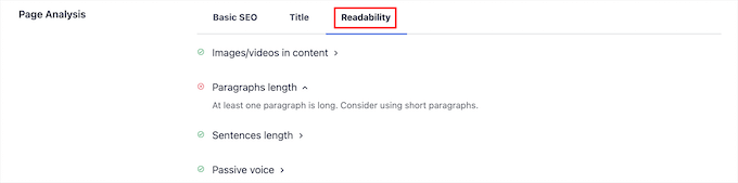 AIOSEO readability analysis AIOSEO readability analysis