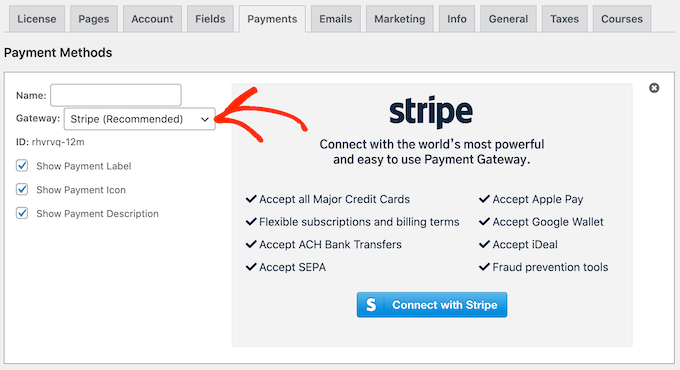 Configuring a Stripe payment gateway Configuring a Stripe payment gateway