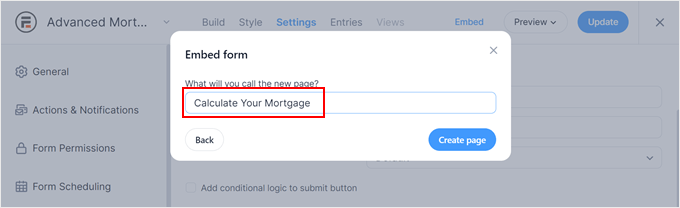 Creating a new page to insert a Formidable Forms form into Creating a new page to insert a Formidable Forms form into
