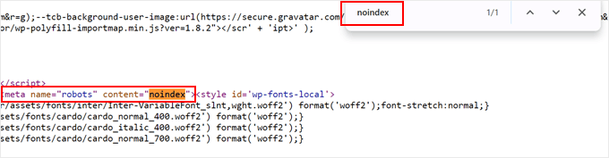 An example of a page that is noindexed An example of a page that is noindexed