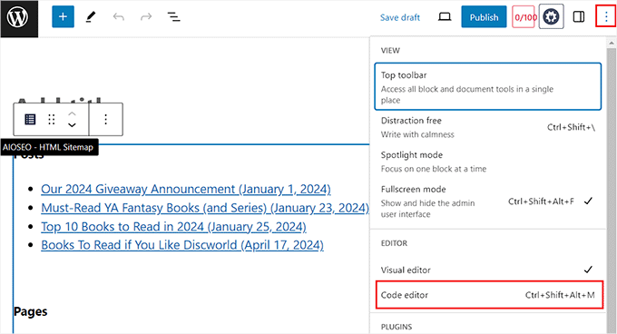 Switch to the code editor for the plugin blocks' name Switch to the code editor for the plugin blocks' name