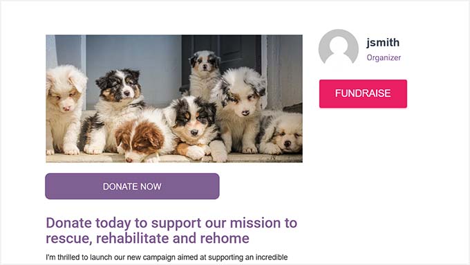 Click the Fundraise button Click the Fundraise button