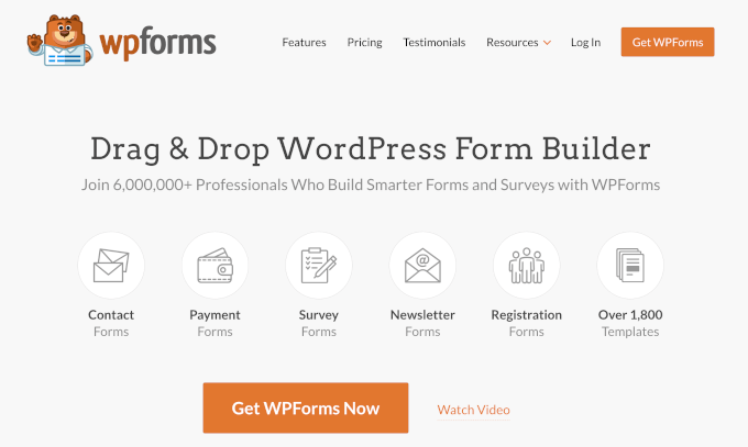 WPForms' homepage WPForms' homepage