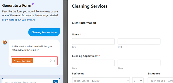 Click Use This Form button Click Use This Form button