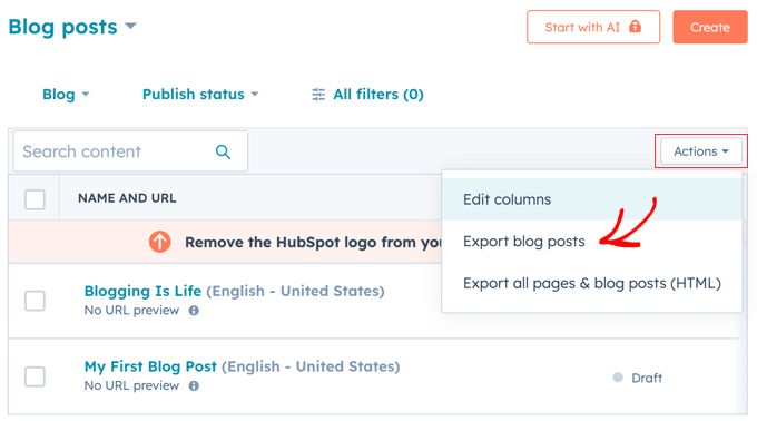 Exporting Blog Posts in HubSpot Exporting Blog Posts in HubSpot