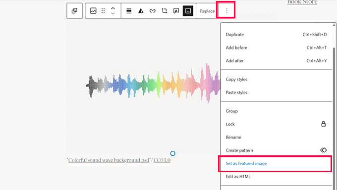 Set an image block to be used as featured image Set an image block to be used as featured image