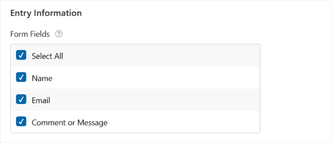 Choose form fields to add in the exported file in WPForms Choose form fields to add in the exported file in WPForms