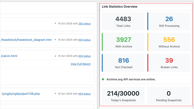 Wayback Link Fixer Dashboard Wayback Link Fixer Dashboard