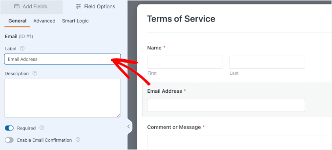 Customizing the field label Customizing the field label