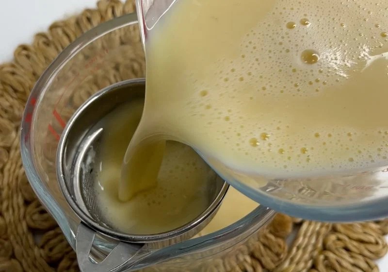 strain caramel custard second time to make silky smooth