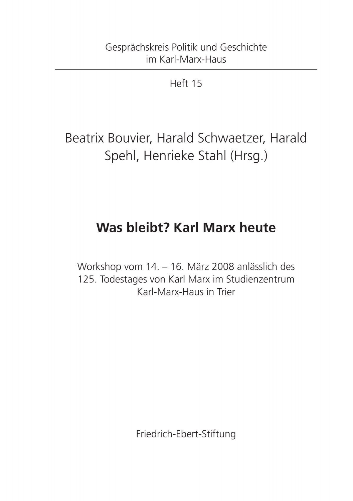 Was Bleibt Karl Marx Heute Bibliothek Der Friedrich Ebert Stiftung