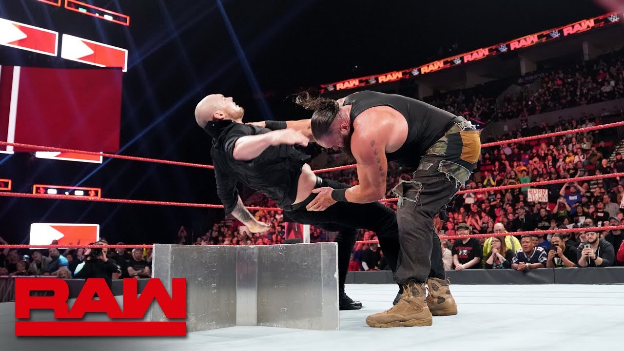Braun Strowman & Kurt Angle vs Baron Corbin & Drew McIntyre – RAW, Feb. 4 2019