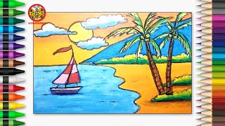 Cara Menggambar Dan Mewarnai Pemandangan Pantai 180_X_320_jpg