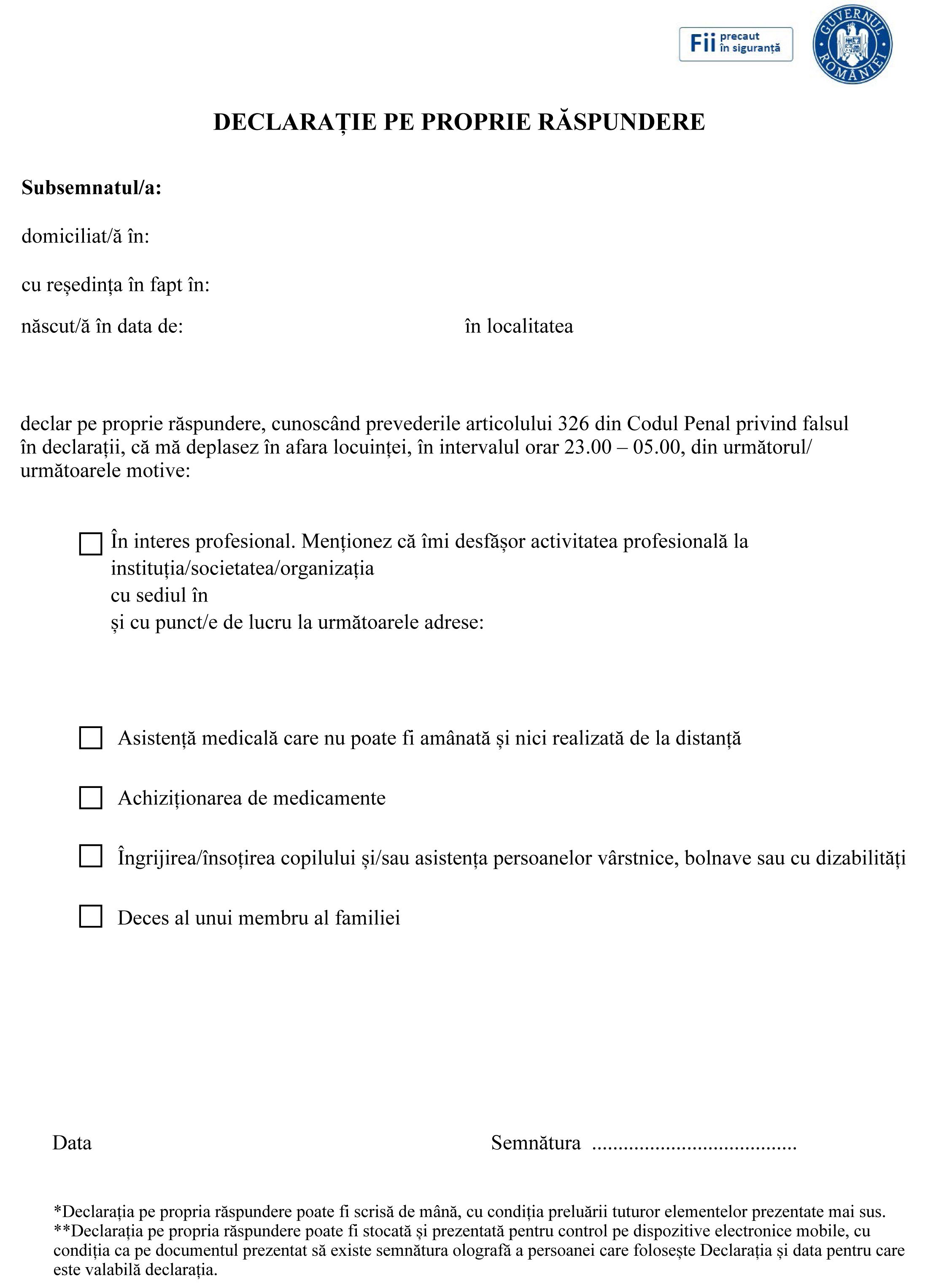Ziarul De Vrancea PrezintÄ Modelele De DeclaraÈie Pe Proprie RÄspundere Èi De AdeverinÈÄ Angajator