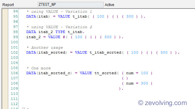 ABAP 740 – VALUE Operator to create ITAB entries | ABAP Help Blog
